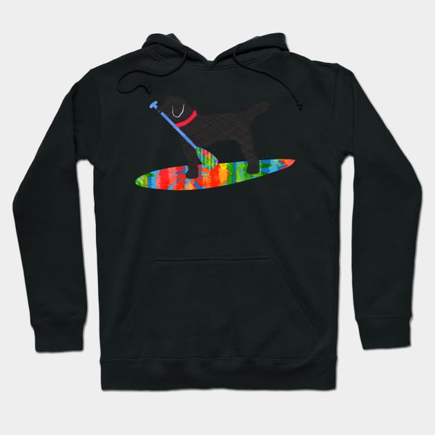 Colorful Stand Up Paddle Board Black Labradoodle Dog Hoodie by emrdesigns